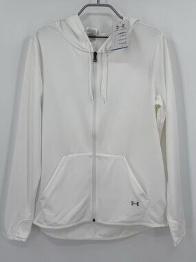 Under Armour Cold Gear Full Zip Hooded Jacket sz L Women's in White Fleece Lined